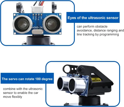 Vista 5 de KEYESTUDIO Robot de coche inteligente, kit de iniciación programable 4WD para Arduino para Uno R3, proyecto de programación electrónica/STEM