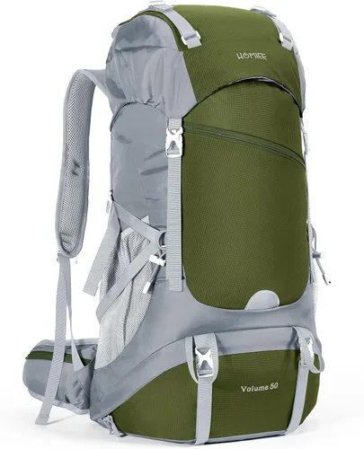 Vista 11 de HOMIEE 50L Hiking Backpack Travel Bag Waterproof Camping Rucksack with Rain Cover Lightweight Backpacking Backpack