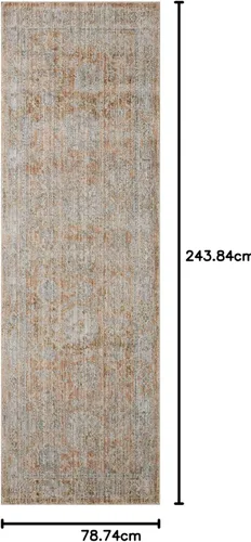 Vista 233 de Loloi Jean Stoffer Katherine Collection KES-02 Ocean/Coral 2'-7'' x 10'-0'', .25" Pile Height, Runner Rug