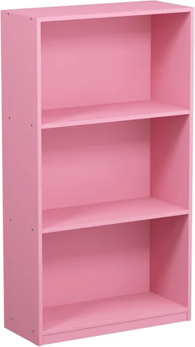 Vista 5 de Furinno BASIC Book Shelf, 3-Tier Modern Bookshelf, Bookcase with Open Shelves, 9.3 x 21.8 x 39.5, for Living Room, Bedroom, Home Office, Pink