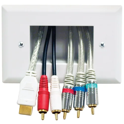 Vista 3 de DataComm 45-0008-WH - Placa de cable de pared de bajo voltaje empotrable de 1 banda (paquete de 2), color blanco
