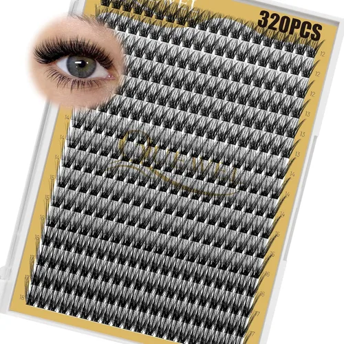 Vista 23 de Kit de racimos de pestañas QUEWEL, 320 piezas, extensiones de pestañas en racimo de 30D, racimos de pestañas de 9-16mm, kit de pestañas dispersas