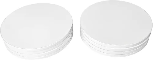 Vista 6 de Paquete de 8 tableros redondos de 12 pulgadas, color blanco, resistente a la grasa, placa grande de exhibición de cumpleaños para pasteles, base