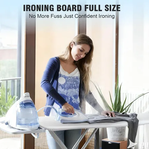 Vista 5 de oleaf Tabla de planchar con cubierta y almohadilla gruesa de 43 x 13 pulgadas, altura ajustable, tamaño completo, plegable, tabla de planchar