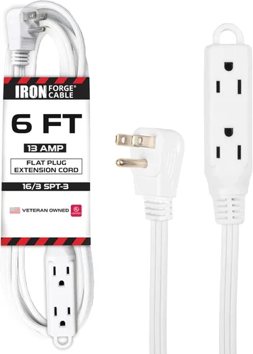 Vista 18 de IRON FORGE CABLE Cable de extensión de enchufe plano con 3 tomas, 0.91 m (3 pies) en color negro - Cable de extensión para interior con 3 tomas