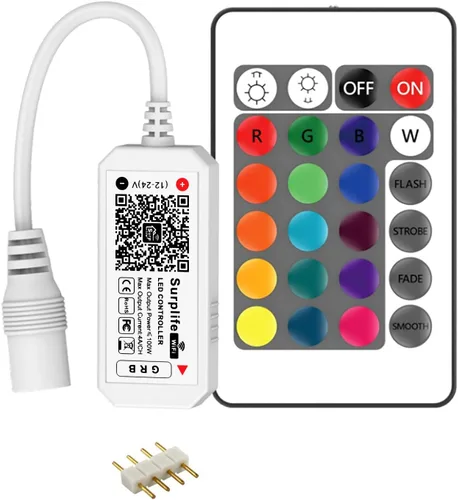 Vista 11 de RGBZONE Controlador LED remoto inalámbrico RF, DC 5V/12V/24V para 5050 3528 5630 luces de tira LED, mini controlador de 4 pines RF LED