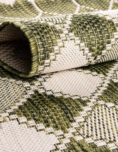 Vista 6 de Unique Loom Outdoor Trellis Collection Alfombra de área - Traliccio (10 pies x 14 pies 1 pulgada Rectangular, Verde/ Marfil)