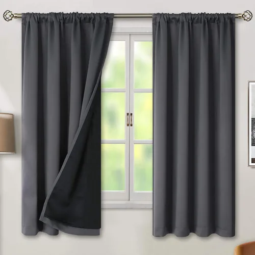 Vista 70 de BGment - Cortinas opacas para sala de estar de 63 pulgadas de largo, juego de 2 paneles, cortinas para oscurecer toda la habitación, cortinas