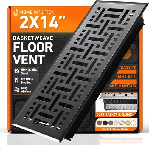 Vista 44 de Cubiertas de ventilación de piso 2X10 con registro de malla, trampa, calor y aire, registro de piso metálico transitable para conducto HVAC