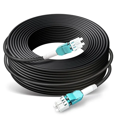 Vista 8 de Cable de fibra OM3 LC a LC de 330 pies/100 m OD-5mm industrial TPU, cable de conexión de fibra óptica blindada para exteriores, dúplex multimodo