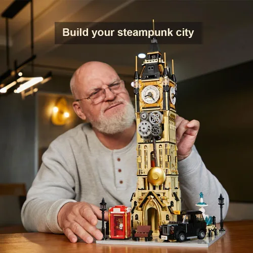 Vista 6 de BRICKKK PANTASY Architecture Big Ben Juego de Construcción - Kit de construcción de torre de reloj Steampunk para adultos y adolescentes, famosos