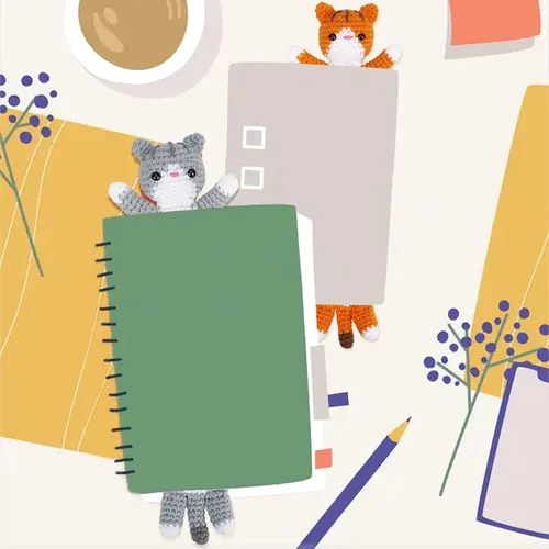 Vista 6 de Kit de ganchillo para principiantes, kit de ganchillo para gatos con tutoriales en video paso a paso, kit de ganchillo para principiantes, kit