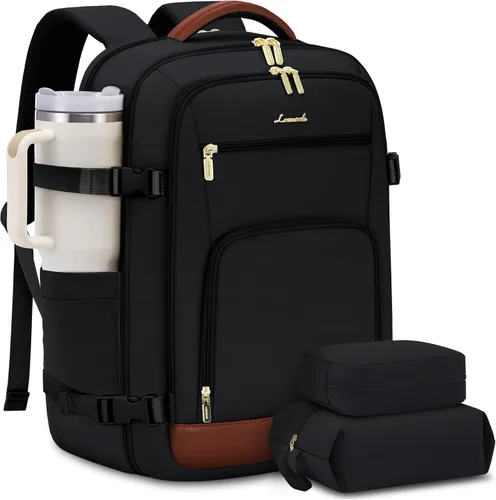 Vista 16 de LOVEVOOK Mochila de viaje para mujer y hombre, Beige, Mochilas de viaje