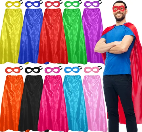 D.Q.Z Capas y máscaras de superhéroes para adultos, disfraces de 10 colores mezclados