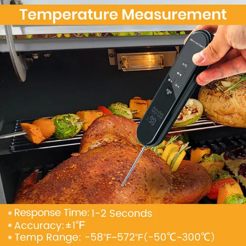 Vista 4 de Circrane Termómetro digital de lectura instantánea, pantalla LED brillante con dígitos enormes y alarma, termómetro de carne para asar a