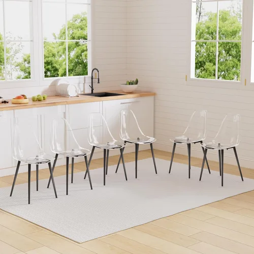 Vista 10 de Baysitone Juego de 4 sillas de comedor transparentes, sillas modernas de cocina con asiento transparente, sillas laterales de acento acrílico