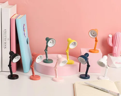 Vista 6 de Paquete de 2 mini lámparas de mesa LED plegables para lectura nocturna para el hogar, habitación, computadora, luces nocturnas, protección ocular