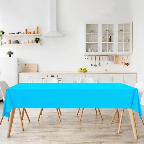 Vista 4 de durony 24 manteles de plástico desechables azules de colores surtidos, impermeables, de 54 x 108 pulgadas, manteles decorativos para fiestas
