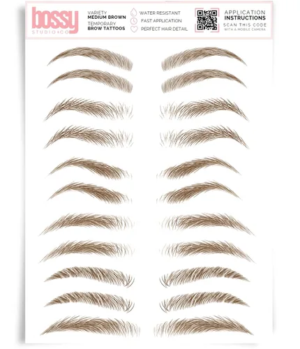 Vista 104 de Brows by Bossy Tatuaje temporal para cejas 8 colores y 6 estilos adhesivos impermeables para cejas, tatuajes falsos para el cabello como pelar