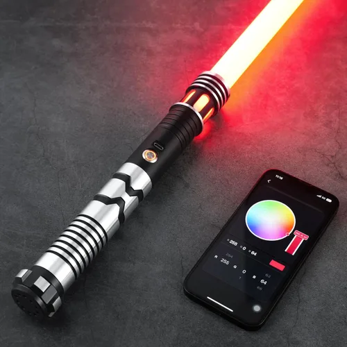 Vista 8 de CUSTOM SABER Sable de luz RGBX de balanceo suave, control de movimiento para encender/apagar la hoja, sable de luz con 16 fuentes de sonido