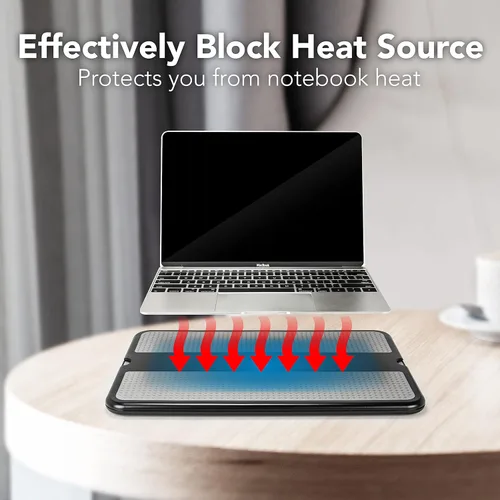 Vista 4 de EHO Almohadilla de regazo para laptop – Almohadilla de soporte para laptop con bandeja retráctil para mouse, protector térmico antideslizante, mesa
