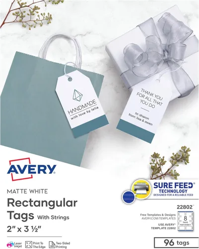 Vista 15 de Avery Printable etiquetas con cuerdas, diseño festoneado, 2 x 1.25 pulgadas, pack de 180 (22848), Blanco