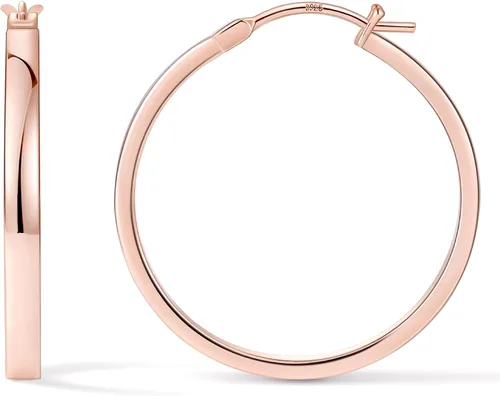 Vista 13 de Aretes de aro para mujer, aros planos chapados en oro de 14 quilates Dorado