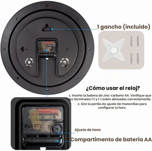 Vista 9 de Geevon - Reloj de pared vintage de 12" sin tictac con higrómetro y termómetro, relojes de pared decorativos de cuarzo operados