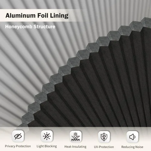 Vista 2 de LUCKUP Persiana de ventana opaca de medio círculo plisada (radio: 24 pulgadas), cortinas redondas de media luna, sin cordón, cortinas celulares