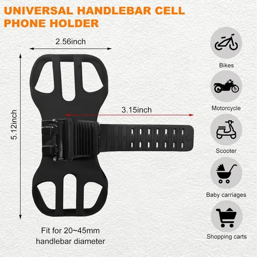 Vista 2 de Yourkar Soporte para teléfono de bicicleta, rotación de 360°, soporte desmontable para teléfono de bicicleta, soporte universal ajustable
