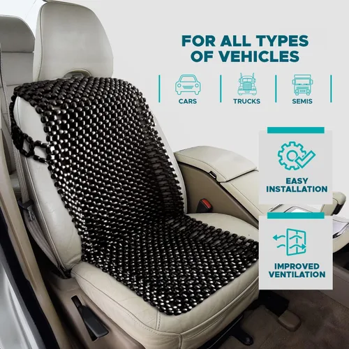 Vista 3 de VaygWay Cojín de Asiento con Cuentas para Coche, Funda para Asiento del Conductor con Cuentas de Madera Natural Duraderas y Doble Encordado - Cojín
