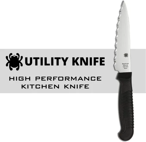 Vista 2 de Spyderco Cuchillo utilitario de cocina ligero con hoja de acero inoxidable MBS-26 y mango de plástico de polipropileno