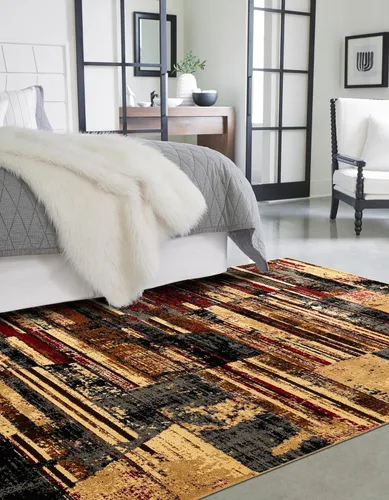 Vista 8 de Unique Loom Saturn Collection - Alfombra de área Vue (Runner 2 pies 2 pulgadas x 5 pies 0 pulgadas, multi/beige)