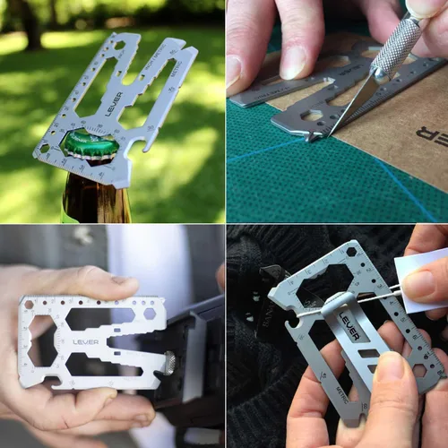 Vista 4 de Lever Gear Toolcard Pro - Multiherramienta para tarjetas de crédito 40 en 1. Tarjeta de supervivencia delgada y minimalista para tarjetas.