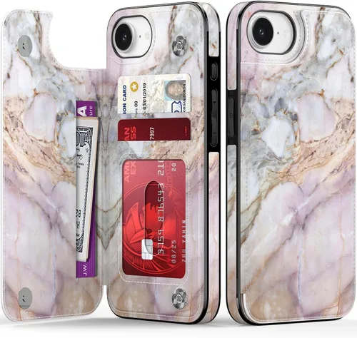 Vista 176 de LETO para iPhone 15 Pro Funda tipo cartera - Tapa tipo folio con patada - Diseños de moda - Tarjetero - Funda protectora para mujeres y niñas - 6.1