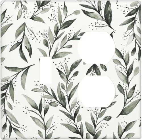 Vista 24 de Placa de pared dúplex de receptáculo de dispositivo de 1 gang de madera envejecida blanca gris con veta de tablón, cubierta de enchufe eléctrico