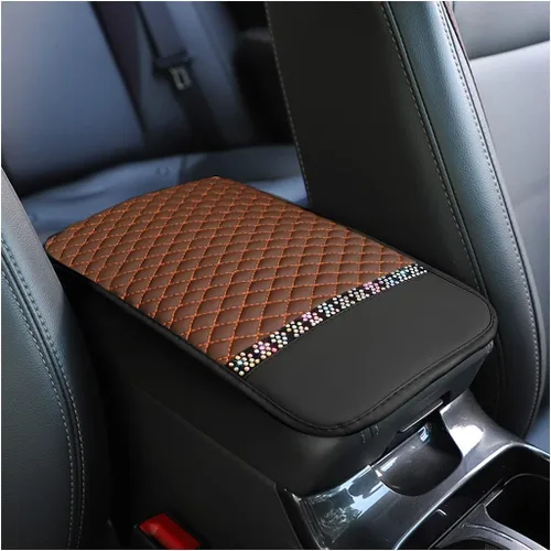 Vista 15 de Funda de cuero brillante para consola central de automóvil, protector de consola central de automóvil con diamantes de imitación de cristal