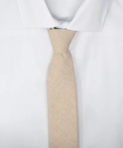 Vista 52 de Corbata delgada de algodón cambray para hombre, estilo desgastado texturizado - 2 1/2 pulgadas de ancho