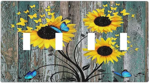 Vista 159 de Placa de Cubierta de Interruptor de Luz de 2 Posiciones Combinación de Abstracción/1 Toggle 1 Rocker Placas Decorativas de Pared de Plástico Negro