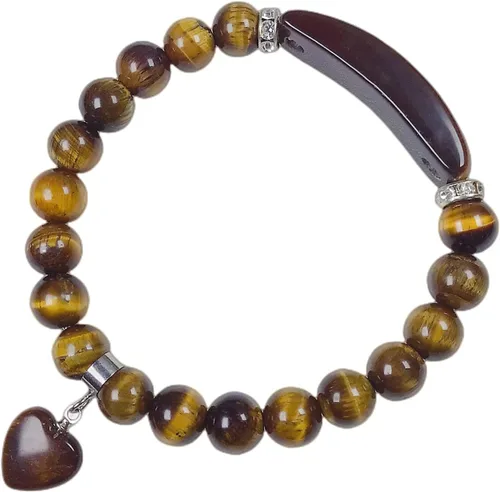 EDEN'S CALL 8mm Healing Crystal Beads Stretch Bracelet Handmade Heart Charm Round Energy Chakra Stone Beaded Bracelet for Women