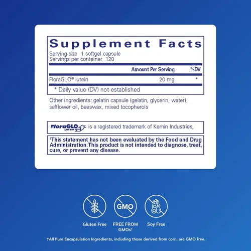 Vista 2 de Pure Encapsulations Luteína 20 mg Soporte antioxidante hipoalergénico para una función visual saludable 120 cápsulas de cápsula blanda