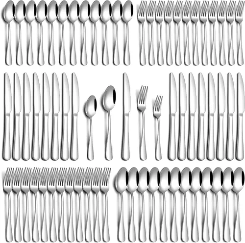 Vista 9 de PHILIPALA Juego de 20 piezas de cubiertos de acero inoxidable, juego de cubiertos para 4, cubiertos de acero inoxidable de grado alimenticio
