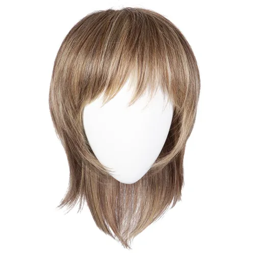 Vista 29 de Raquel Welch Hairuwear, peluca de longitud media con capas de volumen sutil y lazo negro, gorra de tamaño medio, RL10/12 castaño iluminado por el sol