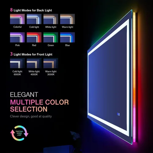 Vista 169 de LOAAO Espejo de baño LED de 28 x 36 pulgadas con luces, antiniebla, regulable, retroiluminado + iluminado frontal, espejo de tocador de baño