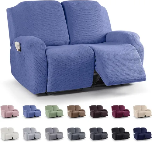 Vista 66 de KinCam Fundas para Reclinables, Fundas Elásticas para Sillas Reclinables, Fundas para Sofá Reclinable con Rayas Jacquard, Fundas Protectoras de Negro