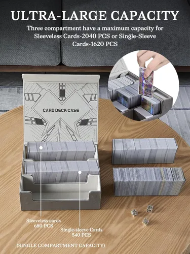 Vista 5 de cloudever Más de 1800 cajas de almacenamiento para tarjetas, caja de tarjetas coleccionables con cierre magnético, caja de cuero sintético