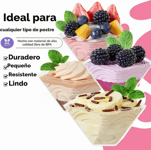 Vista 4 de Exquisitas mini tazas de postre con cucharas, 200 tazas de postre