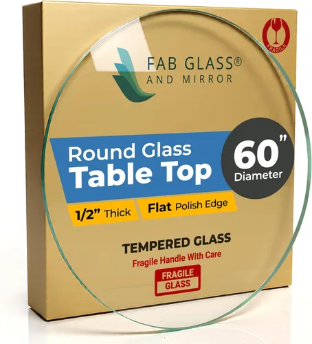 Vista 53 de Fab Glass - Mesa redonda de cristal de 48 in, grosor de 3/4 in, cristal pulido plano templado, Vidrio, Transparente