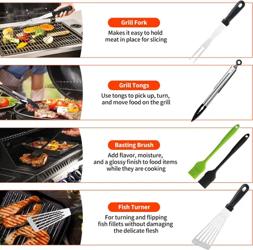 Vista 7 de 40 piezas de kit de accesorios para parrilla, juego de accesorios para parrilla de parte superior plana para Blackstone y Camp Chef, juego