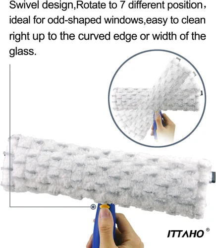 Vista 3 de ITTAHO Limpiador de escobilla de ventana de 53 pulgadas, kit de herramientas de limpieza de ventanas 2 en 1, kit de lavado de ventanas con poste